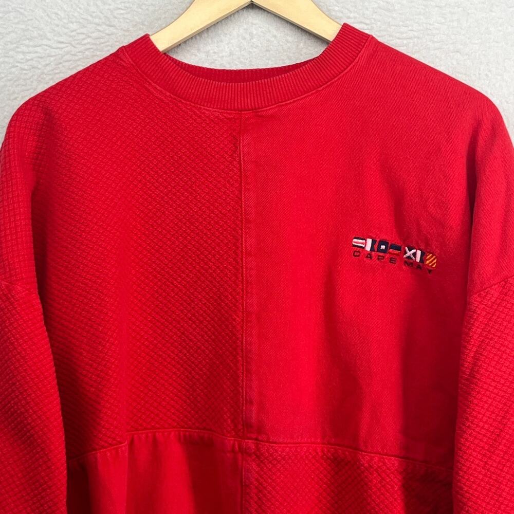 CAPE MAY Sweatshirt Adult XL Nautical Flags NJ Textured Paneled Red USA Vintage